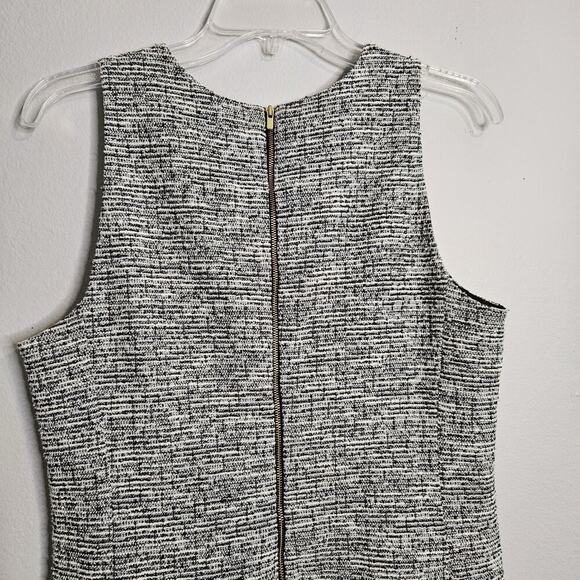 BANANA REPUBLIC Sleeveless Drop Waist Boucle Black White Dress 12 Flounce EUC - Picture 5 of 11
